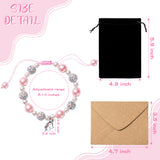 OSNIE Unicorn Welcome Back to school Gifts Pink and White Pearl Bracelet First Day of School Relieve Separation Anxiety Gifts You are Magical Adjustable Bracelets with Bag Message Card for Girls Kids