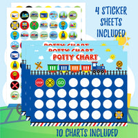 OSNIE Railroad Train Potty Training Chart for Toddler Boys, Choo Choo Traffic Sign Toilet Reward Chart with Sticker Step Instructions Poster Effective Reward Behavior Chart Games Set for Autistic Kids