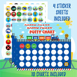 OSNIE Railroad Train Potty Training Chart for Toddler Boys, Choo Choo Traffic Sign Toilet Reward Chart with Sticker Step Instructions Poster Effective Reward Behavior Chart Games Set for Autistic Kids