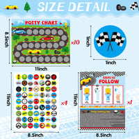 OSNIE Race Car Potty Training Chart for Toddlers Boys, Racing Potty Reward with Stickers Positive Behavior Toilet Training Step Instructions Poster Develop Kids Toileting Habit for School or Family Using
