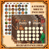 OSNIE Western Cowboy Potty Training Chart for Toddlers - Kids Potty Reward Chart with Stickers Wild Cowgirl Visual Training Step Instructions Poster Behavior Chart on Wall for Toilet Bathroom Home