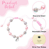 OSNIE Unicorn Welcome Back to school Gifts Pink and White Pearl Bracelet First Day of School Relieve Separation Anxiety Gifts You are Magical Adjustable Bracelets with Bag Message Card for Girls Kids