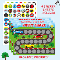 OSNIE Race Car Potty Training Chart for Toddlers Boys, Racing Potty Reward with Stickers Positive Behavior Toilet Training Step Instructions Poster Develop Kids Toileting Habit for School or Family Using