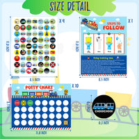 OSNIE Railroad Train Potty Training Chart for Toddler Boys, Choo Choo Traffic Sign Toilet Reward Chart with Sticker Step Instructions Poster Effective Reward Behavior Chart Games Set for Autistic Kids