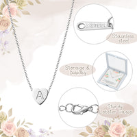 OSNIE Flower Girl Alphabet Heart Pendant Necklace - 18K Silver Plated Tiny Capital Initial Letter Engraved Choker Wedding Day Thank You for Being My Flower Girl Proposal Dainty Jewelry Gift from Bride