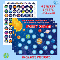 OSNIE Outer Space Potty Training Chart for Toddlers Boys, Potty Rewards with Astronauts Rockets Alien Planets Stickers Solar System Toilet Training Step Instructions Poster Develop Kids Toileting Habit
