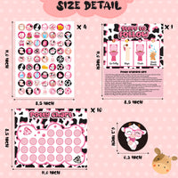 OSNIE Pink Cow Potty Training Chart for Toddlers - Potty Chart Reward with Stickers for Kids Girls Blank Cow Print Moo Toilet Training Step Instructions Poster Behavior Chart on Wall for Bathroom Home