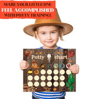 OSNIE Western Cowboy Potty Training Chart for Toddlers - Kids Potty Reward Chart with Stickers Wild Cowgirl Visual Training Step Instructions Poster Behavior Chart on Wall for Toilet Bathroom Home