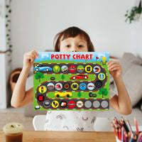 OSNIE Race Car Potty Training Chart for Toddlers Boys, Racing Potty Reward with Stickers Positive Behavior Toilet Training Step Instructions Poster Develop Kids Toileting Habit for School or Family Using