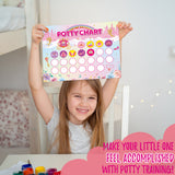 OSNIE Pink Princess Potty Training Chart - Kids Girls Potty Reward Chart with Stickers Rainbow Castle Blank Toilet Training Step Instructions Poster Behavior Chart on Wall Bathroom Home for Toddlers