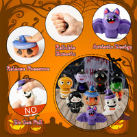 OSNIE Halloween Party Favors Squeeze Toys - 24Pcs Cute Slow Rising Squishes Toys with Treasure Box Prizes Pumpkin Ghost Bat Stress Relievers Trick or Treat Gift for Kids Classroom School Rewards Game