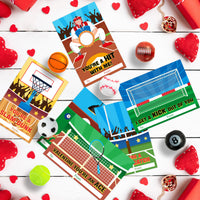 OSNIE 24Pcs Valentine's Day Fidget Spinner with Gift Cards - Mini Tennis Basketball Football Spherical Fidget Spinners Sport Toy Set Party Favors for Kids Gifts Exchange Goodie Bag Stocking Stuffers