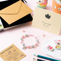 OSNIE Unicorn Welcome Back to school Gifts Pink and White Pearl Bracelet First Day of School Relieve Separation Anxiety Gifts You are Magical Adjustable Bracelets with Bag Message Card for Girls Kids