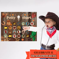 OSNIE Western Cowboy Potty Training Chart for Toddlers - Kids Potty Reward Chart with Stickers Wild Cowgirl Visual Training Step Instructions Poster Behavior Chart on Wall for Toilet Bathroom Home
