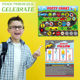 OSNIE Race Car Potty Training Chart for Toddlers Boys, Racing Potty Reward with Stickers Positive Behavior Toilet Training Step Instructions Poster Develop Kids Toileting Habit for School or Family Using