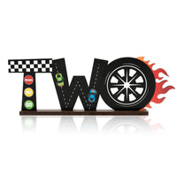 OSNIE Race Car Two Letter Sign Wooden Table Centerpiece Let’s Go Racing Checkered Theme 2nd Party Supplies Hot Wheel Decoration Milestone Cake Smash Photo Props for Kids Boys Two Years Old Birthday