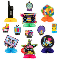 OSNIE 12Pcs 1980s Honeycomb Centerpieces Table Topper Hip Hop Party Decorations and Supplies 80's Retro Table Decor 1980s Party Favors Photo Booth Props for 80’s Themed Nostalgic Party Hip Hop Party