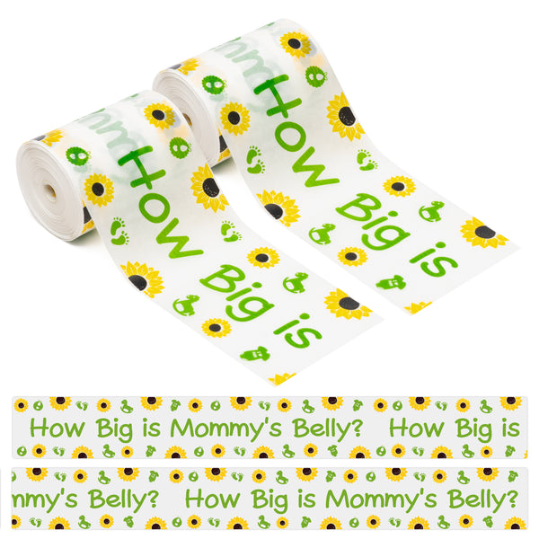 OSNIE 2 Rolls Sunflower Tummy Measuring Tape Measure Pregnant Belly Game How Big is Mommy’s Belly Measure Tape for Sunflower Theme Baby Shower Gender Reveal Party Supplies, 2 Inches x 150 Feet