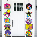 OSNIE 1980s Retro Theme Party Decor Supplies Television Roller Skates Radio Hip Pop Cardboard Cutouts Door Porch Banner Wall Decor 1980s Party Favors Photo Booth Props for 80’s Theme Nostalgic Party