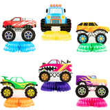 OSNIE 6Pcs Monster Truck Honeycomb Centerpieces Table Topper, 3D Double-Sided Patterns Monster Truck Party Supplies Table Decorations Monster Truck Party Favors Photo Booth Props for Kids Birthday