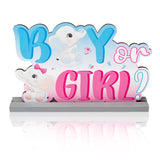 OSNIE Elephant Boy or Girl Centerpiece Blue and Pink Wooden Table Sign Tabletop Gender Reveal Decorations Party Supplies for Unisex He or She Welcome Baby Shower Birthday Pregnancy Announcements Decor