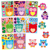 OSNIE 40 Sheets Valentine’s Day Make Your Own Owl Stickers Sheets Mix and Match DIY Make a Face Stickers Valentines Party Favors Supplies Art Craft for Kids School Classroom Party Games Activities