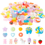 OSNIE 100Pcs DIY Candy Resin Slime Charms Mixed Fake Candy Jelly Flatback Embellishments Cabochons Ornaments Making Supplies for Scrapbooking Cell Phone Case Hair Clip Jewelry Easter DIY Crafts Making