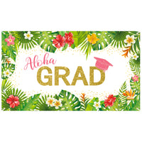 OSNIE Tropical Aloha Graduation Party Backdrop Summer Hawaiian Luau Congrats Grad Class of 2022 Bachelor Cap Photography Background Banner College Prom Graduation Party Decoration Supplies Photo Props