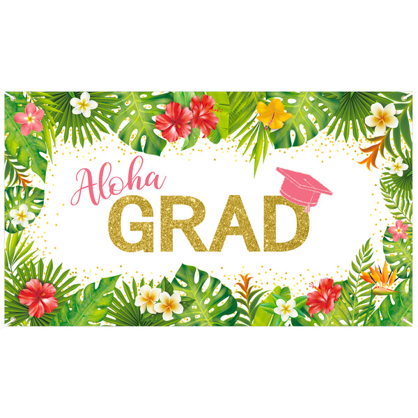 OSNIE Tropical Aloha Graduation Party Backdrop Summer Hawaiian Luau Congrats Grad Class of 2022 Bachelor Cap Photography Background Banner College Prom Graduation Party Decoration Supplies Photo Props