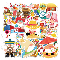 OSNIE 130 Pcs Summer Beach Gnomes Stickers Décor Surf Sunglasses Vacation Scuba Diving Removable Window Stickers Decals for Home Office Birthday Anniversary Party Supplies Classroom Rewards, 16 Sheets
