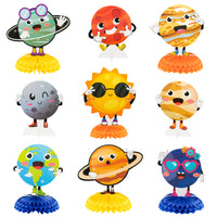 OSNIE 9Pcs Solar System Theme Honeycomb Centerpieces Table Topper Outer Space Party Supplies Cardboard Cutouts Table Decorations Planets Galaxy Photo Booth Props for Kids Birthday Party Baby Shower