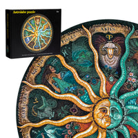 OSNIE 1000 Pieces Jigsaw Puzzles, Large Round Twelve Constellations Puzzle Sun and Moon Wall Decoration, Challenge Educational Zodiac Puzzle Decompressing Learning Gifts for Astronomy Enthusiasts