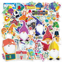 OSNIE 130Pcs Back to School Gnomes Stickers Décor Supplies Science Pen Telescope Paint Schoolbags Window Clings End of Summer Holiday Decals for Home Office Party Supplies Classroom Rewards, 16 Sheets