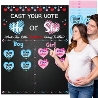 OSNIE Little Sweetheart Gender Reveal Party Games Valentines Day Cast Your Vote He or She Gender Reveal Poster with Team Boy Team Girl Stickers What Will Our Little Sweetheart Be Baby Shower Supplies