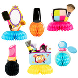 OSNIE 6Pcs Spa Honeycomb Centerpieces Table Topper, 3D Double-Sided Cosmetics Patterns Spa Theme Party Supplies Table Decorations Nail Girl Party Favors Photo Booth Props for Birthday Party Room Décor