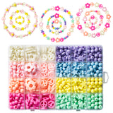 OSNIE Candy Color Acrylic Beads DIY Hippie Groovy Bead Jewelry Making Kit for Kids Girls with Peace Sign Flower Heart Star Charms for Bracelets Rings Necklaces Creativity Beading Kits Art Craft,550 Pcs+