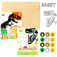 OSNIE 36PCS Dinosaur Party Invitation Cards with Envelopes Stickers Join Us Welcome to My Party Fill In The Blank Guest Invitation Card for Dinosaur Theme Birthday Anniversary Kids Boys Party Supplies
