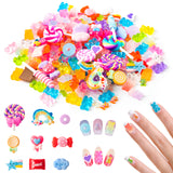 OSNIE 200 Pcs 3D Nail Charms Flatback Resin Slime Charms Mixed Gummy Bear Fake Candy Jelly Embellishments Nail Art Decoration Christmas Easter DIY Crafts for Scrapbooking Cell Phone Case Hair Clips