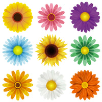 OSNIE 45Pcs Spring Summer Sun Flower Cutouts, Creative Springtime Flowers Wall Decals Bulletin Board Set, Gerbera Daisy Wall Décor for Classroom School Birthday Party Baby Shower, 5.1 x 5.1 Inch