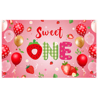 OSNIE Strawberry Sweet One Birthday Party Decorations for Baby Girl, Pink Strawberry Theme 1st Birthday Party Backdrop Banner Photography Background Summer Fruits Party Decorations for One Year Old