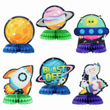 OSNIE 6 Pcs Outer Space Honeycomb Centerpieces Table Toppers, Blast Off to Outer Space Decor Solar System Galaxy Planets Rocket Themed Party Favor Supplies Photo Booth Props for Kid's Birthday