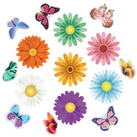 OSNIE 66Pcs Summer Sunflower Butterfly Cutouts Creative Springtime Gerbera Daisy Flower Card Wall Decals Decor Bulletin Board Decoration Set for Garden School Birthday Baby Shower Party Supplies