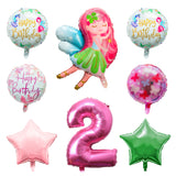 OSNIE Fairy Balloons Party Decorations for 1st Birthday, 8 Pcs Giant Fairy Star Round Shaped Number One Foil Mylar Helium Balloons, Fairy Princess Party Decorations Supplies Baby Shower for Baby Girls