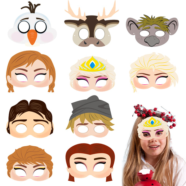 OSNIE 20 Pcs Ice Snow Theme Masks Set Princess Snow Queen Dress Up Costume Masks Cosplay Pretend Play Accessory Masks Photo Booth Props Winter Ice Birthday Party Supplies for Kids Girls …
