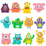 OSNIE 12 Pcs Halloween Monster 5D Diamond Painting Stickers Kit for Kids Adult Beginners Resin Rhinestone DIY Handmade Paint by Numbers Mosaic Stickers Art Crafts for Monster Themed Party Favors