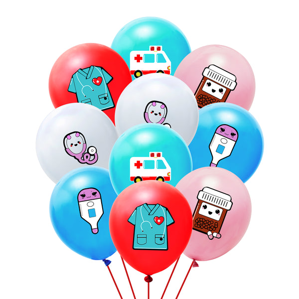 OSNIE 50Pcs Nurse Balloons with Ribbons, 12Inch Nursing Latex Balloons for Nurse Doctor Graduation Party Decorations Medical RN BSN Theme Party Decorations Supplies Kids Birthday Party Baby Shower