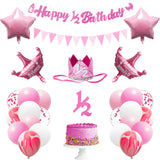 OSNIE Half Year Birthday Decorations Kit for Baby Girl- Happy 1/2 Birthday Banner, Triangle Flag Banner, Party Hat, Cake Topper, Foil Latex Balloon for 6 Months Birthday Party Baby Shower Decor(Pink)