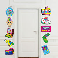 OSNIE 1990s Retro Theme Party Decor Supplies Pager Computer Walkman Hip Pop Cardboard Cutouts Door Porch Banner Wall Decor 1990s Party Favors Photo Booth Props for 90’s Theme Nostalgic Party