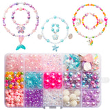 OSNIE DIY Bead Jewelry Making Kit for Kids Girls with Mermaid Starfish Shell Unicorn Rainbow Butterfly Heart Pearl Charms Beads for Bracelets Rings Necklaces Creativity Beading Kits Art Craft, 400Pcs+