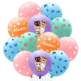OSNIE 50Pcs Cat Latex Balloons with Ribbons 12 Inch Cartoon Kitten Print Balloons Bouquets Animal Pet Kitty Cat Meow Baby Shower Birthday Party Decorations Supplies Photo Prop for Pets Cat Lover Kids